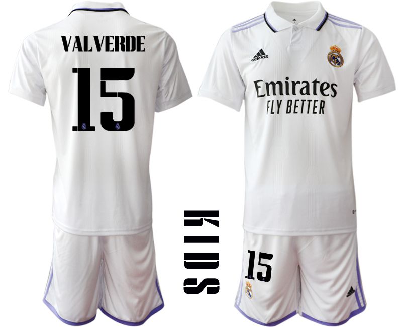Youth 2022-2023 Club Real Madrid home white #15 Soccer Jersey->youth soccer jersey->Youth Jersey